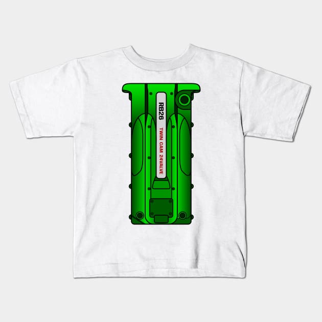 Green RB26 Kids T-Shirt by turboosted